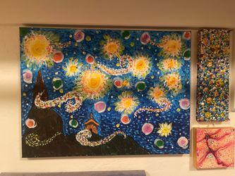 Original Starry Night Inspired Acrylic Painting on Canvas