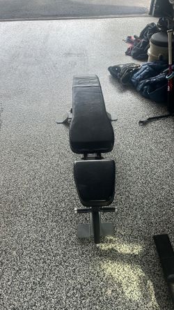 Dumbbells, rack and adjustable bench