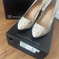 INC Faux Snakeskin Heels 