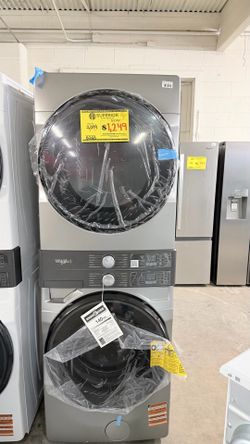 WHIRLPOOL STACKABLE NEW OPEN BOX, WASHER AND DRYER
