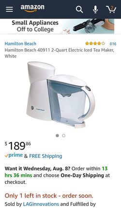 Hamilton Beach 2-Quart Electric Iced Tea Maker - 40911 (White) for