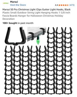 Marsui 50 Pcs Black Christmas Light Clips – Outdoor Fascia Board Hooks