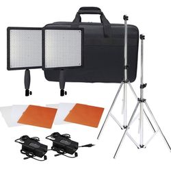 NEW! 2 Pack! Neewer CN-576 LED Dimmable Ultra High Power Panel Video Light Kit Set