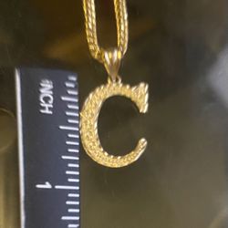 Gold Franco Chain With C Pendant 