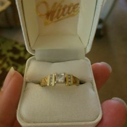 10kt gold and diamond engagement ring.