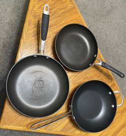 3 Calphalon Pans Used 10” 11” 12”