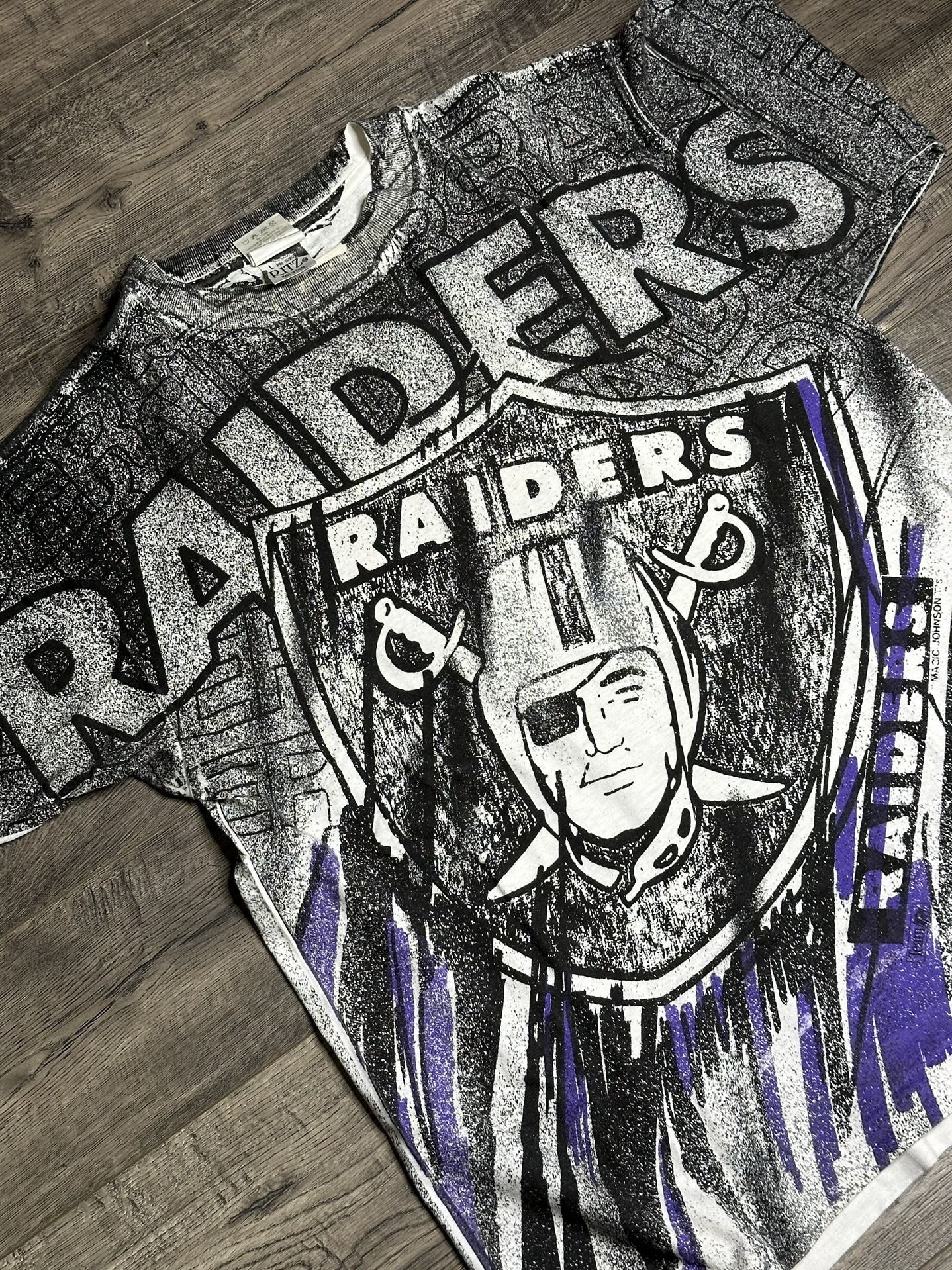 Vintage RARE A.O.P LA Raiders Shirt by Magic Johnson T’s/Ritz SZ LARGE