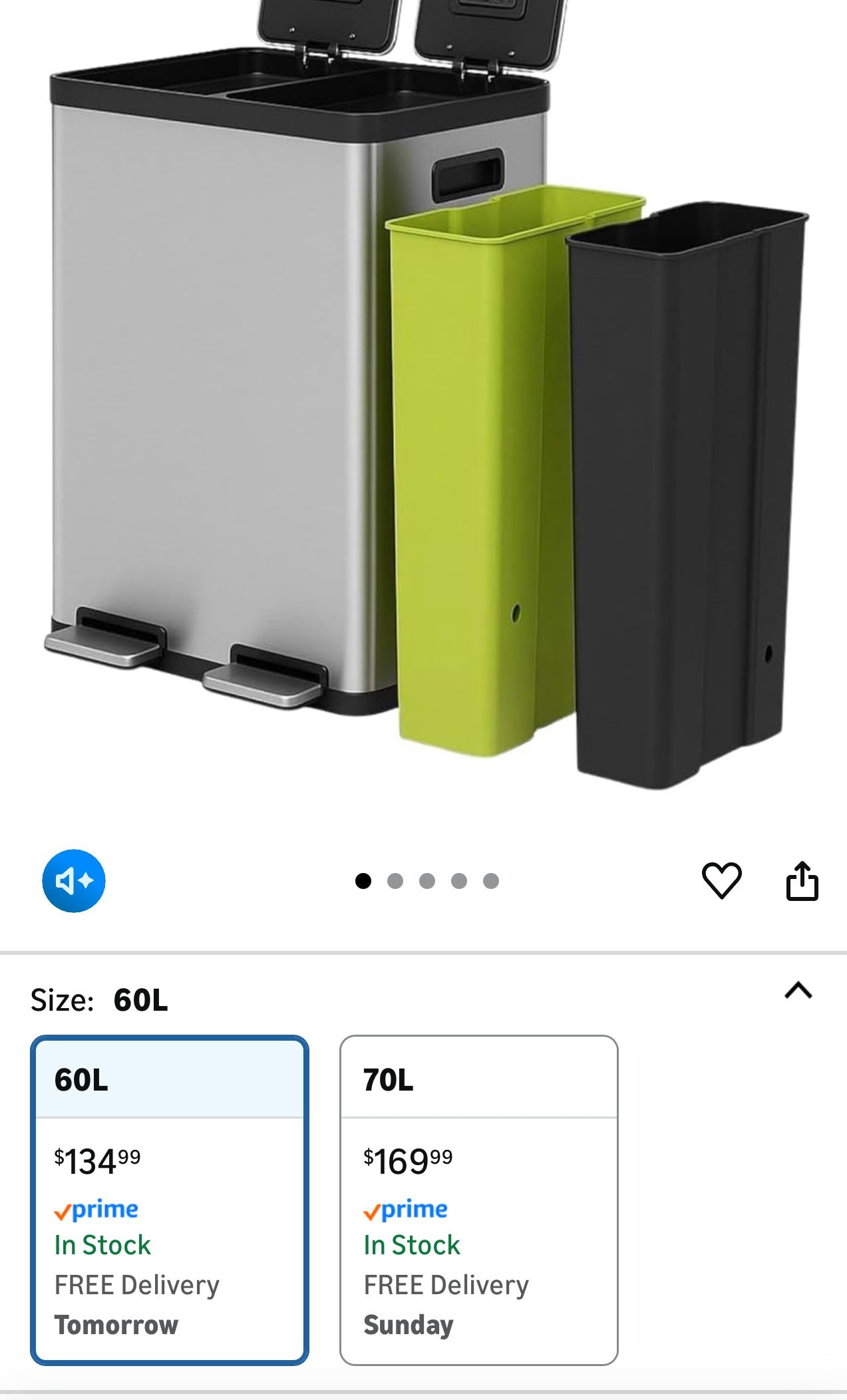 Dual Compartment Recycling Kitchen Step Trash