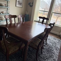 Ethan Allen British Colonial Dining Table And 6 Chairs