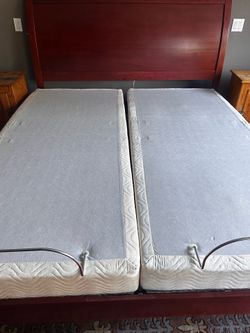 Cherry Wood King Size Bed with Box Spring - Estate Sale Pickup Only
