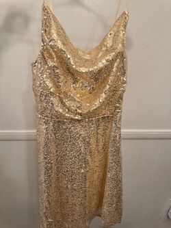 Gold Sequin Cowl Neck Mini Dress