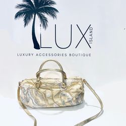 Carlo Fiori Gold Leather Crossbody Bag