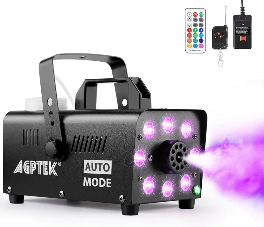 Fog Machine, Smoke Machine with 13 Colorful LED Lights Effect, Auto Mode 4000CFM Fog with 1 Wired Receiver and 2 Wireless Remote Controls