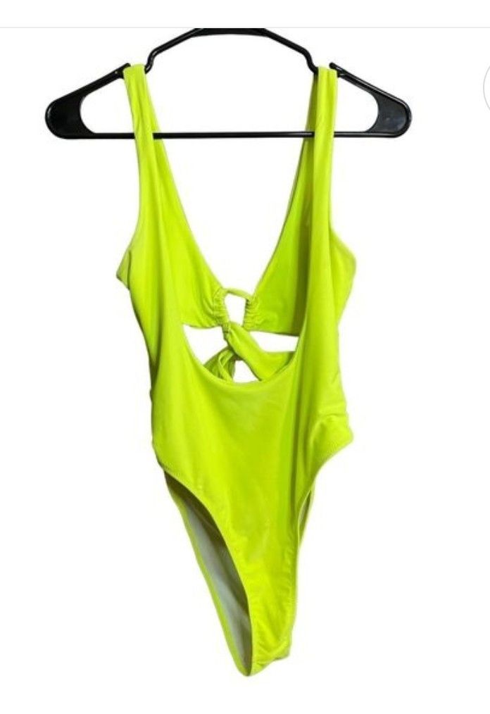 XL Neon Green High-Cut Swimsuit