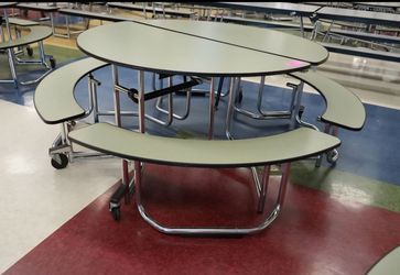 Round  foldable  table with attached seating