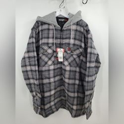 NEW Wrangler Riggs Workwear Men's Hooded Flannel Plaid Work Jacket Size XL NWT