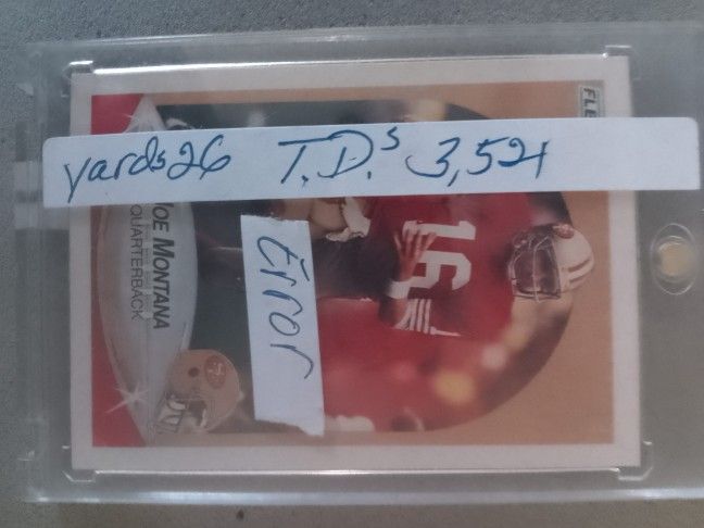 1990 Fleer Joe Montana Error Card