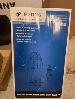FOTING Sump Pump 1HP Clean/Dirty Submersible Water Pump,4600GPH Utility Pump Thermoplastic Electric Portable Transfer Water Pump for Swimming Pool Pon