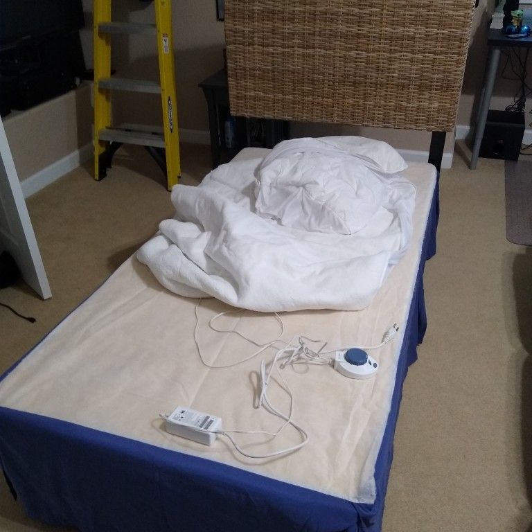 Twin Kubu Rattan Headboard (Pier 1), Bed Frame, and Other Goodies