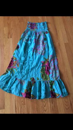 Beach cover up or Lightweight summer tube top dress with ruffled bottom