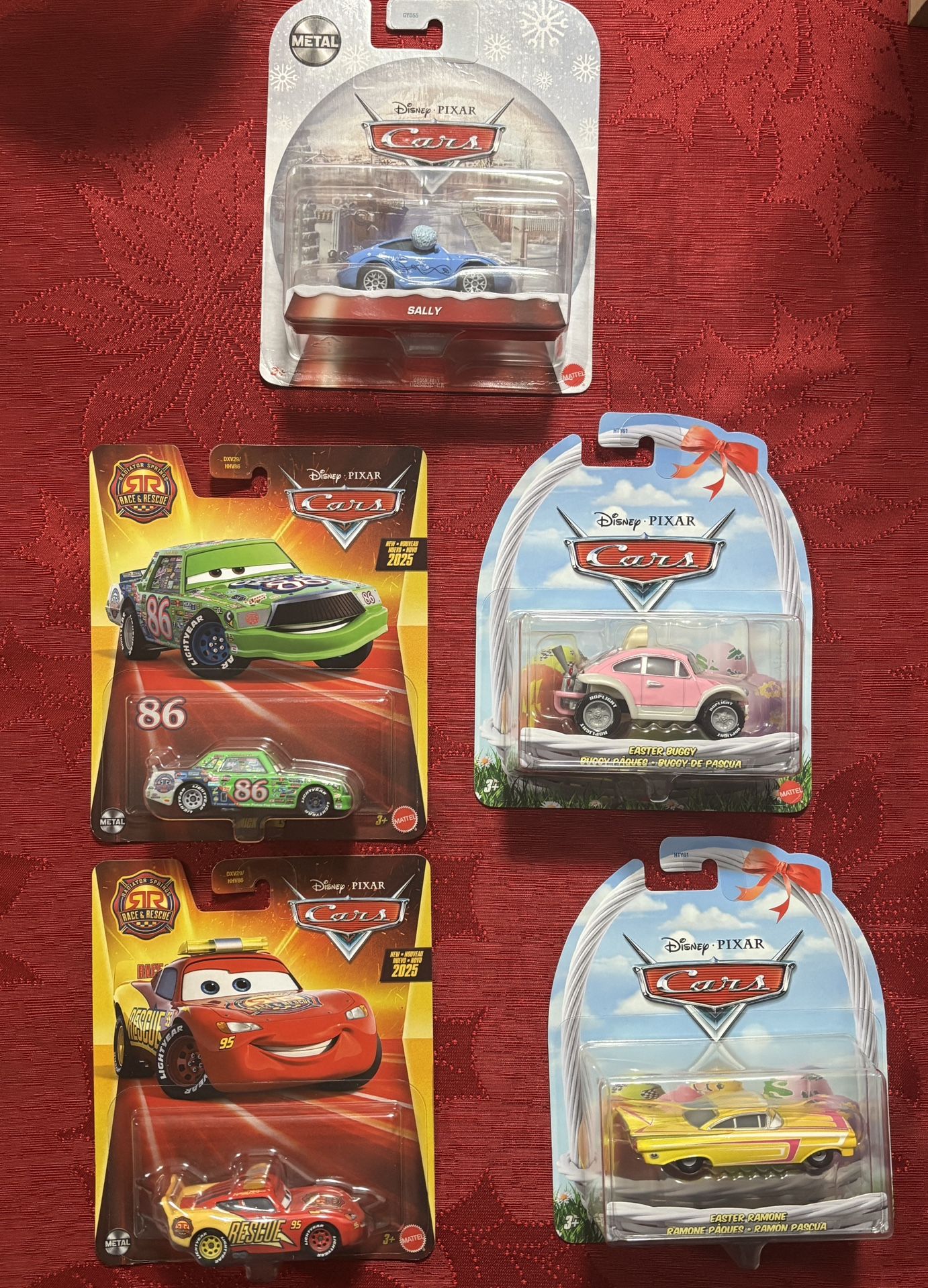 Disney Pixar Cars 2025 Lot 5, Race Rescue McQueen Chick Hicks Easter & Holiday
