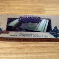 Arizona Diamondbacks First Game Ticket