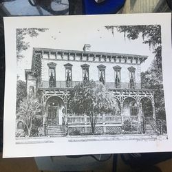 Print Of Building Drawn By Utica NY Artist David RC Oster In 1997