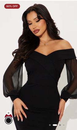 Shoulder Midi Dress - Black large