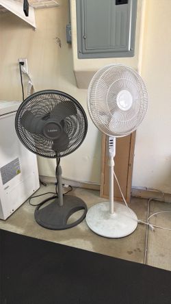 2 standing rotating oscillating fans