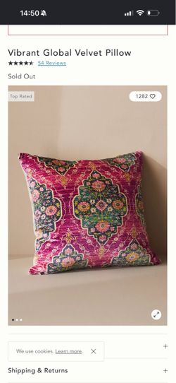 Anthropologie Pink. Boho Patterned Throw Pillow