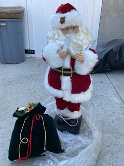 Animated Santa Claus Christmas Figure with Gift Bag