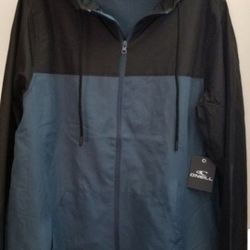 O'NEILL FAX EXPLORE MEN'S FULL FRONT ZIPPER WINDBREAKER HOODIE JACKET SIZE LARGE BLACK/GRAY SIDE POCKETS BRAND NEW WITH TAGS CHECK OUT MY OFFERS. 