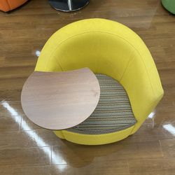 Global Yellow Soft Chair with Swivel Desk
