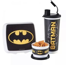Tupperware lunch box set Batman Sandwich Keeper, Snack Cup, Tumbler New