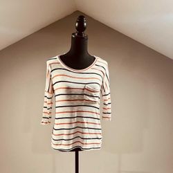 Striped Quarter Sleeve Sweater - Small