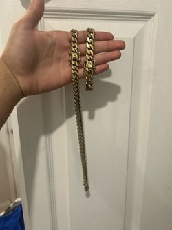 cuban set neck 24 inch bracelet 7.5 inch gold plated