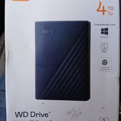 WD Drive 4TB Portable HDD. Plug-And-Play
