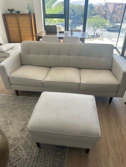 Mid-Century Modern Sofa with Ottoman