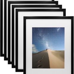  11x14 Picture Frame Black, Photo Frame with Plexiglass for Picture 8x10 with Mat or 11x14 without Mat, Composite Wood Picture Frame for Table Top and