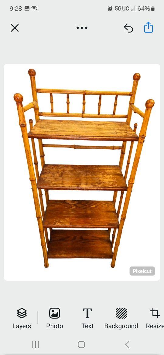 Burnt Bamboo tortoise vintage shelf Hollywood Regency rare etagere scorched bamboo
Shelf