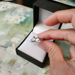 Sterling Silver Engagement Ring Size 5.75