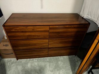 Dark Wood Six-Drawer Dresser