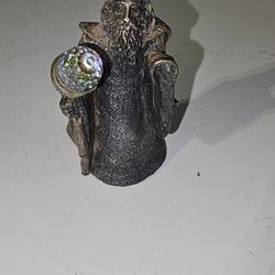 Pewter Wizard With Crystal Ball Figure