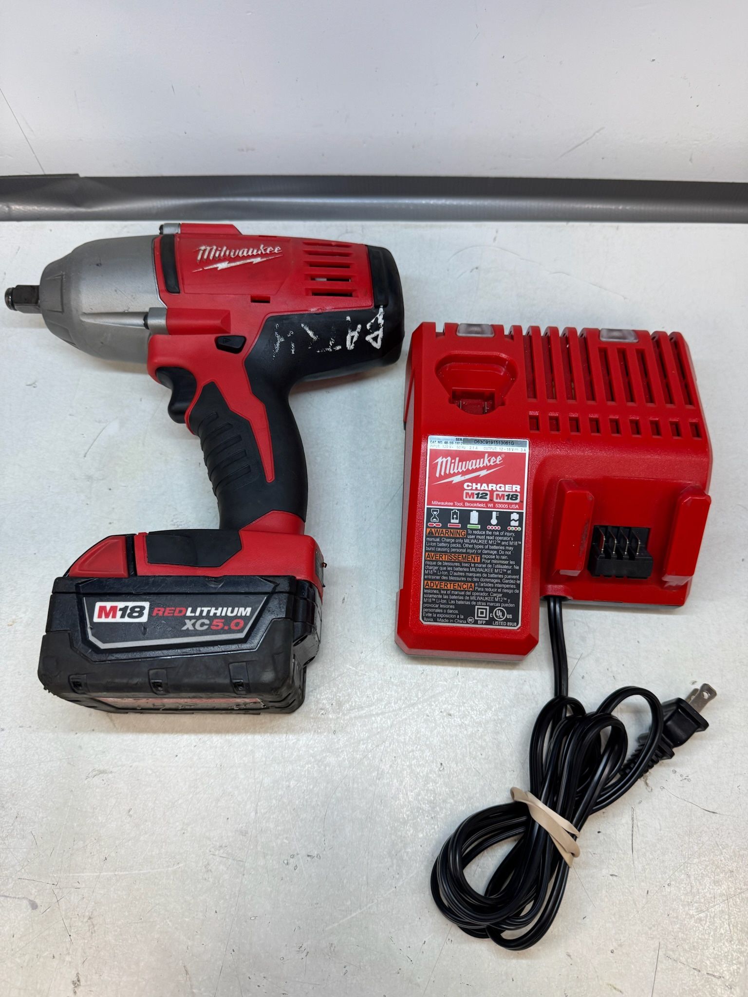 Milwaukee 2663-20 M18 18V Cordless Impact Wrench with 5.0Ah Batt & Charger