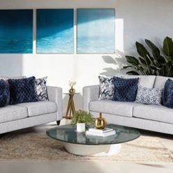 Brand New Light Gray Chenille Sofa & Loveseat