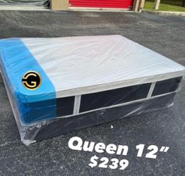 12” Queen Plush Pillowtop Mattress Set – Same Day Delivery 🚚