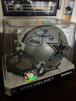 Daryl Moose Johnston Signed Dallas Cowboys Riddell Mini Helmet