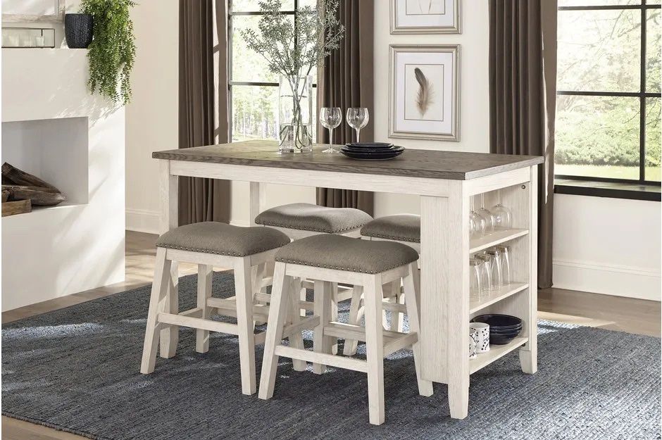 5 PCS Amsonia Collection counter height table set-available in white Now 498.00 Hot Buy! Best Seller! Free Delivery 🚚 
