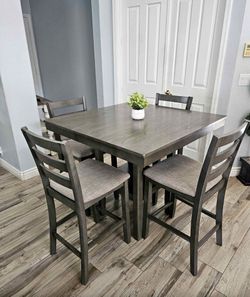 Beautiful gray counter Height Kitchen Table