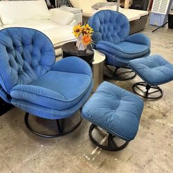 Brand new Velvet Swivel Accent Chair with Ottoman Set, Modern Lounge Chair with Footrest, Comfy Armchair with 360 Degree Swiveling for Living Room, Be